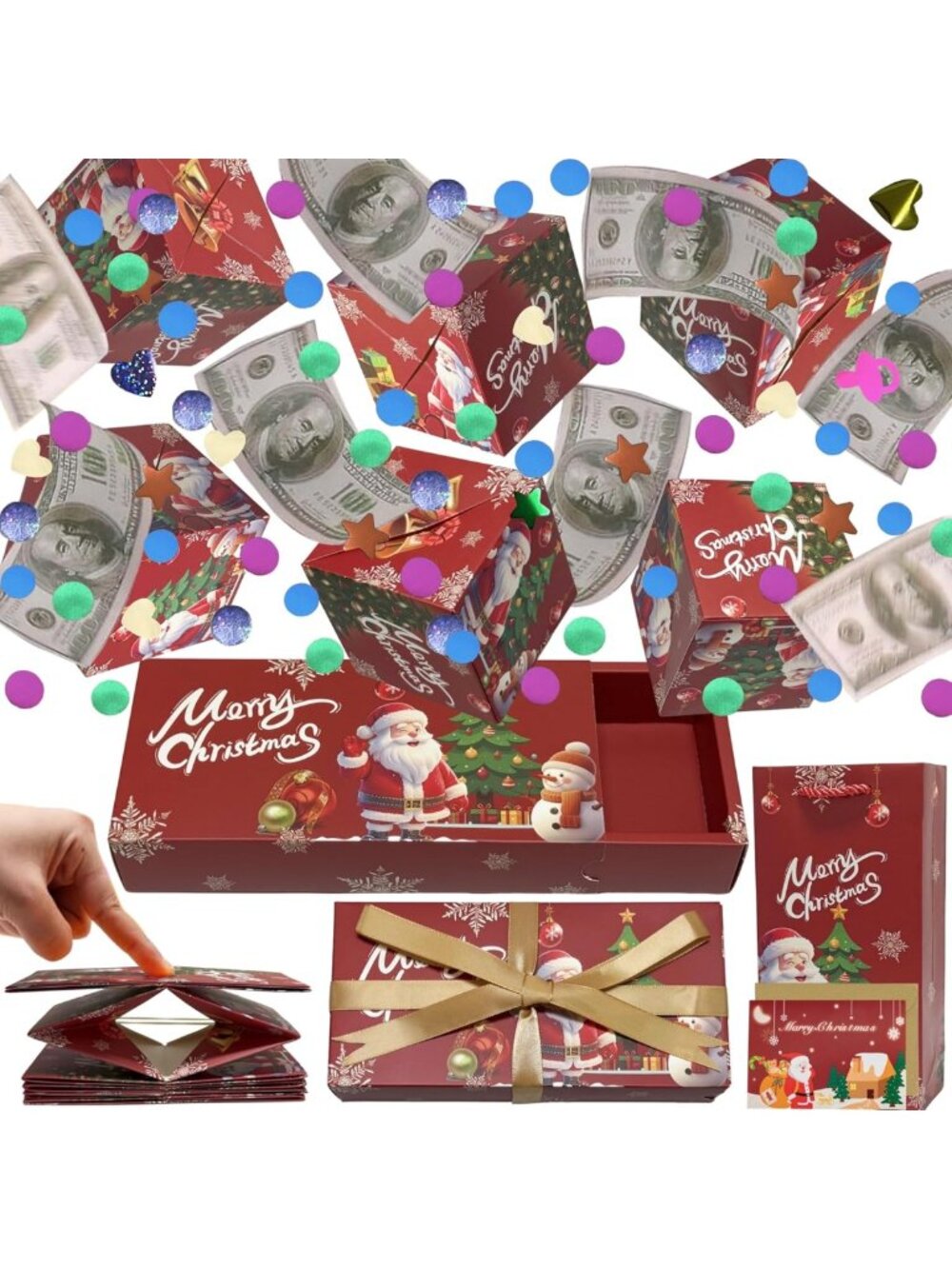Christmas Surprise Money Gift Box - Pop Up Cash Explosion for Holiday Gifting